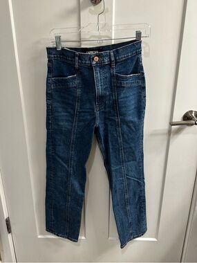 Express Women's Dark Wash Super High-Rise Straight Jeans